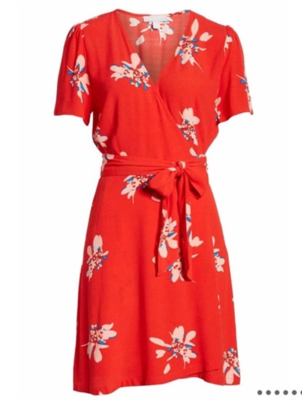 Chelsea28 Tropical Floral Tie-Waist Wrap Dress sz L Fit & Flare Romantic Summer - Picture 3 of 10